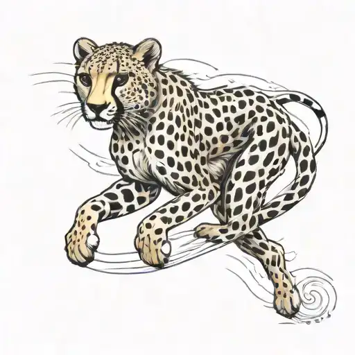 cheetah running alongside a track  tattoo design idea