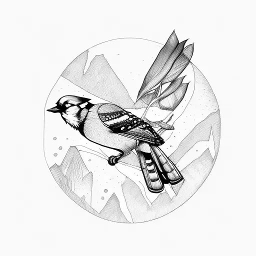 blue jay tattoo design idea