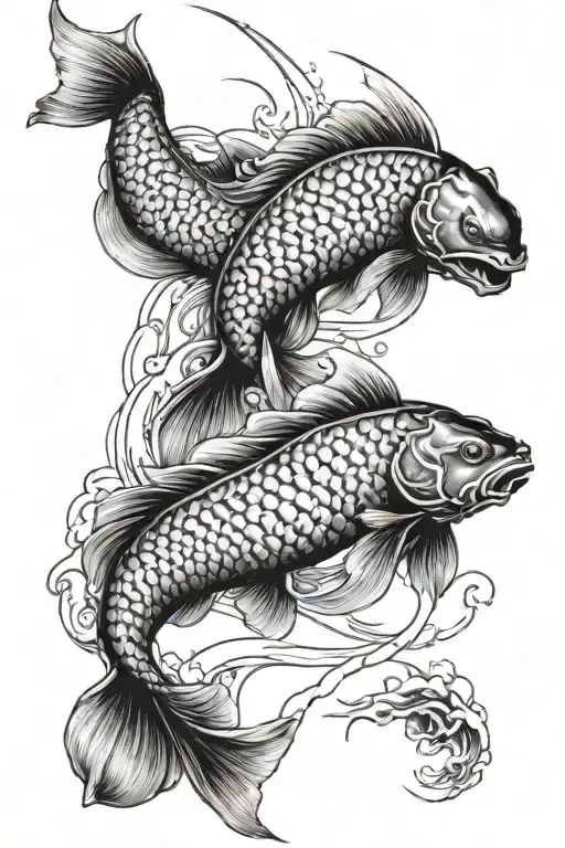 Japanese koi and samurai ninja tattoo design idea