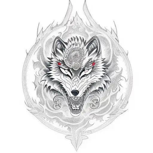 Wolf Dragon tattoo design idea