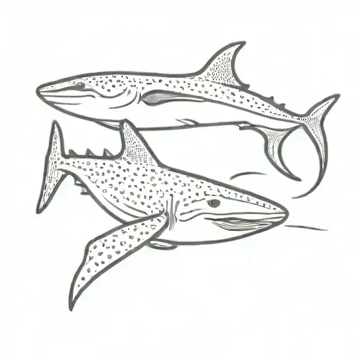 manta Ray and whale shark swimming tattoo design idea