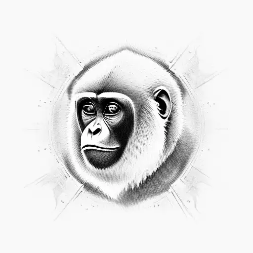 Gibbon ape  tattoo design idea