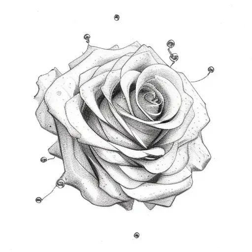 5 Roses with lace, strings of pearls, 6 vintage photo frames hanging down tattoo design idea