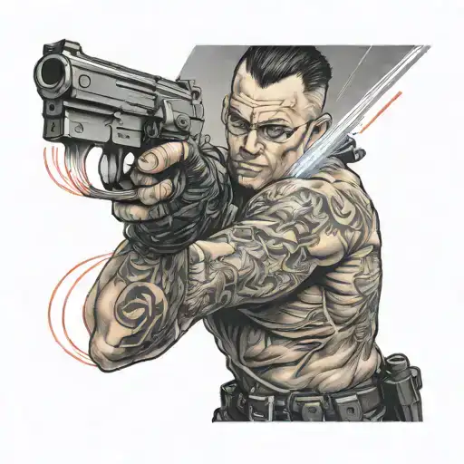 billy butcher vs homelander shooting lasers tattoo design idea