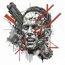 billy butcher vs homelander shooting lasers tattoo design idea