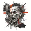 billy butcher vs homelander shooting lasers tattoo design idea
