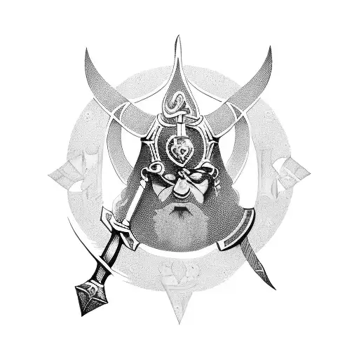viking with axe and magen david tattoo design idea