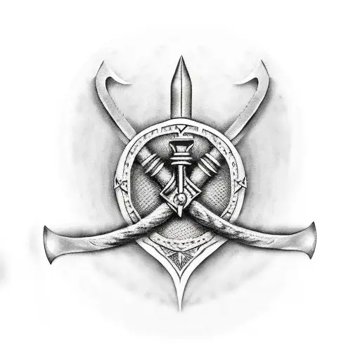 jewish viking with axe and shield tattoo design idea