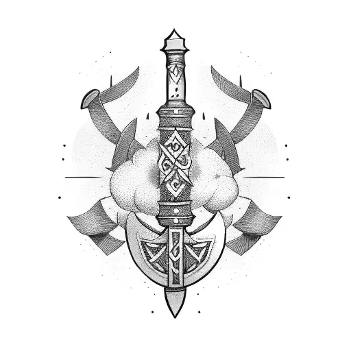 jewish viking with axe and shield tattoo design idea