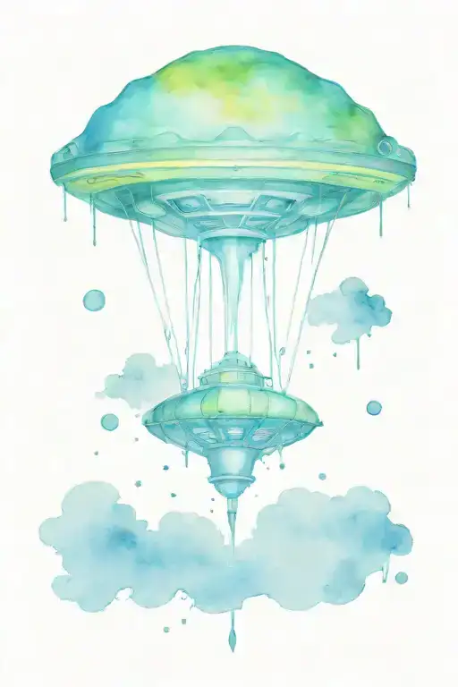 Alien spaceship abducting tattoo design idea