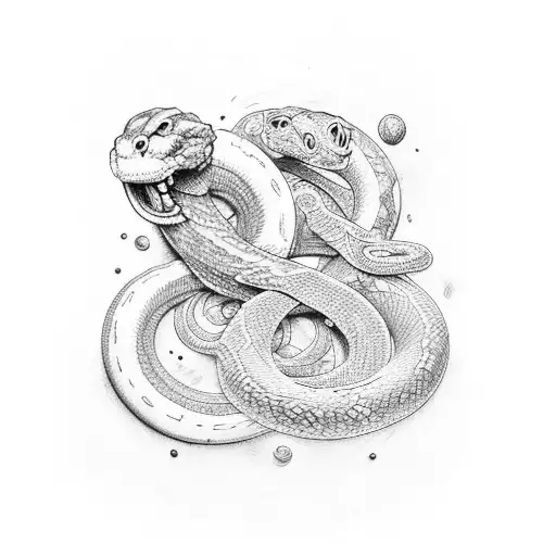 number 108 with a infinity shape replacing the 8 and a snake eating his tale for the 0 tattoo design idea