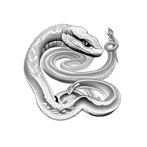 snake with flowers for arm and hand tattoo design idea