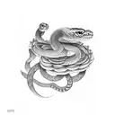 snake with flowers for arm and hand tattoo design idea