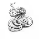 snake with flowers for arm and hand tattoo design idea