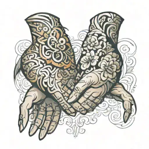 shaking hands holding tattoo design idea