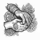 shaking hands holding tattoo design idea