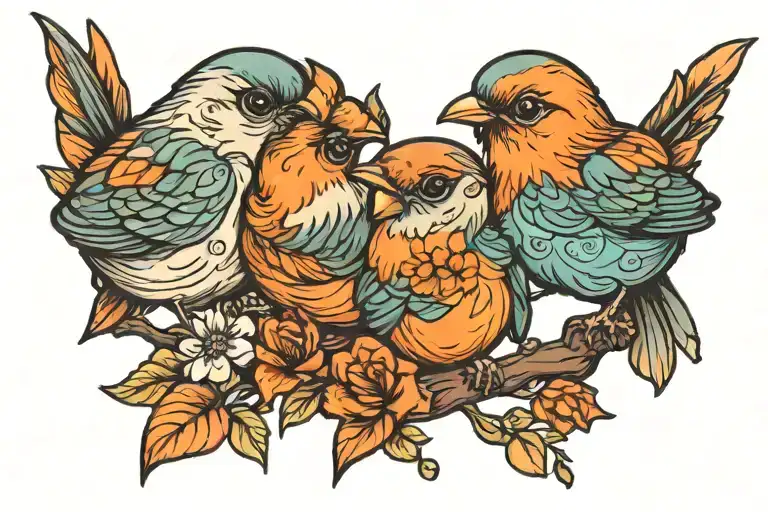 three little birds tattoo design idea
