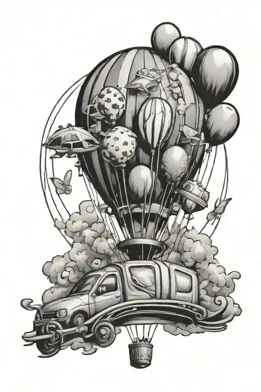  ellie badge with carls balloons floating tattoo design idea