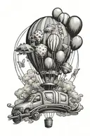  ellie badge with carls balloons floating tattoo design idea