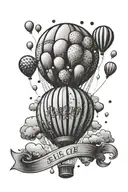  ellie badge with carls balloons floating tattoo design idea