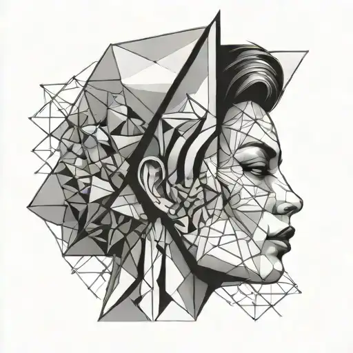 a powerful woman face tattoo design idea