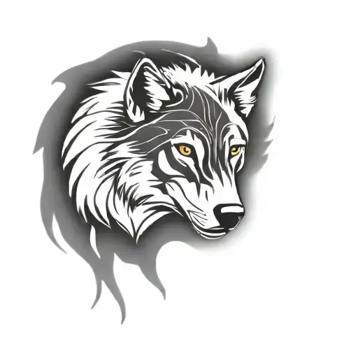 indian and wolf head tattoo design idea
