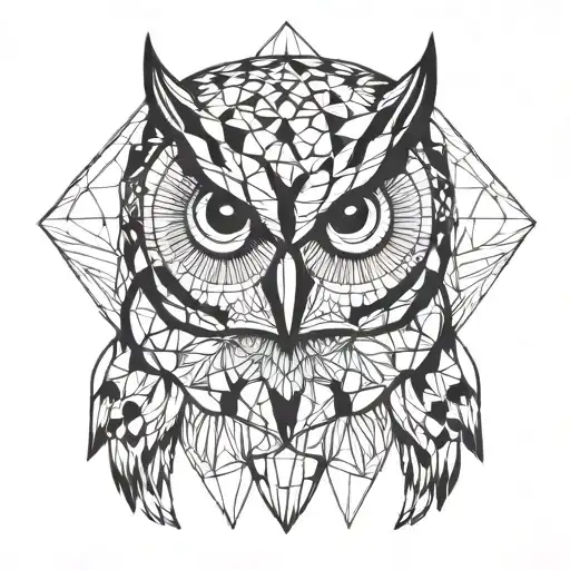 coquette owl front face tattoo design idea