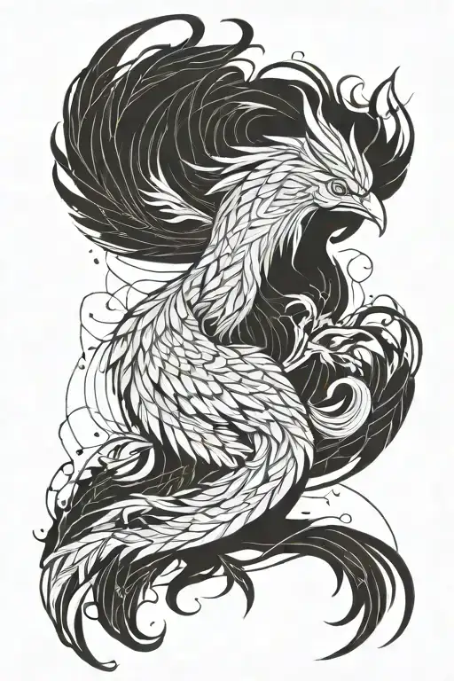 girl phoenix rising from the ashes tattoo design idea