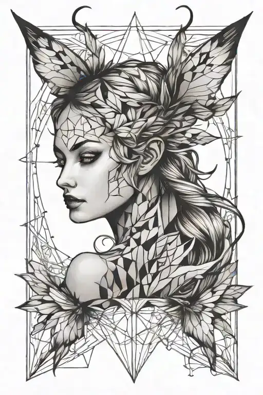 fairy face tattoo design idea