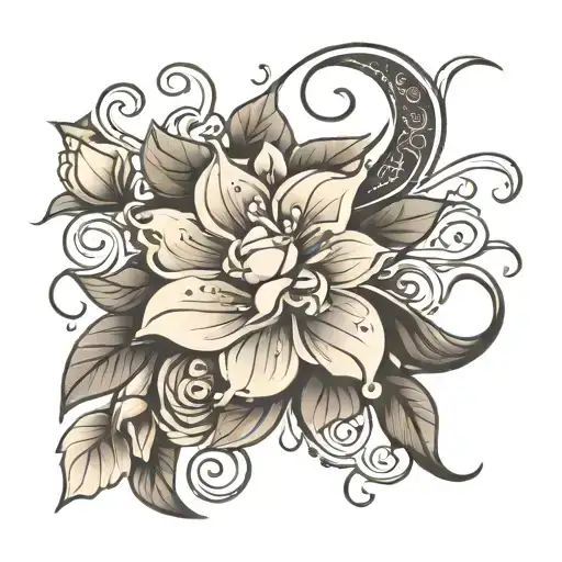 moi meme script with floral decoration  tattoo design idea