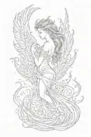 woman body phoenix rising from the ashes tattoo design idea