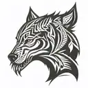 indian and wolf   tattoo design idea