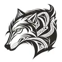 indian and wolf   tattoo design idea
