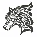 indian and wolf   tattoo design idea