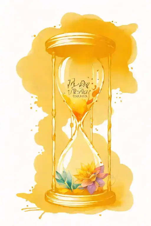 hour glass with quote "no day but today" incorporate RENT logo tattoo design idea