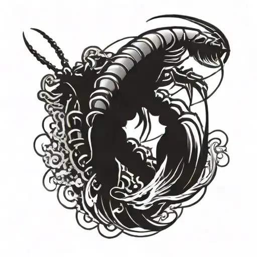 lobster fisherman pulling a trap out of the water tattoo design idea