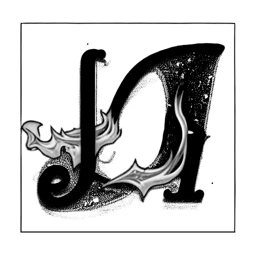 Black and gold victorian candle with orange flame and the letter L tattoo design idea