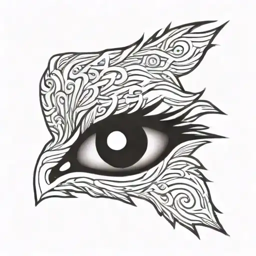 lion eye cutout japanese style tattoo design idea