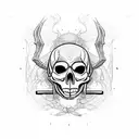 skull with rock guitar and spiders tattoo design idea