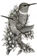 hummingbird, indian paintbrush flower  tattoo design idea