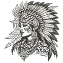 Aztec princess with headress  tattoo design idea