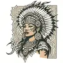 Aztec princess with headress  tattoo design idea