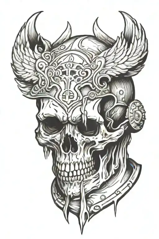 centurion with a bear skull tattoo design idea