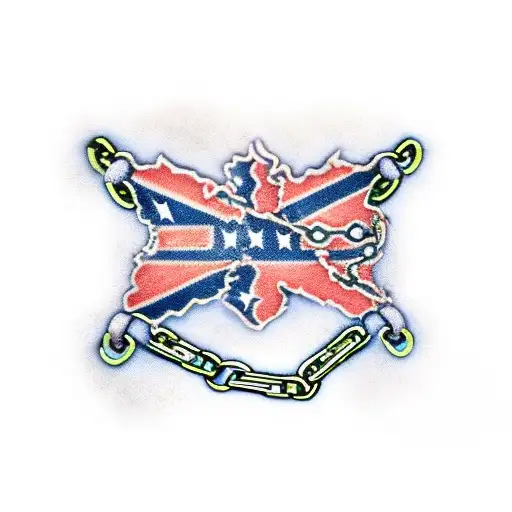"American made" half confederate flag half American flag with chains tattoo design idea