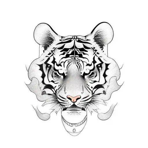 Tiger detail front tattoo design idea