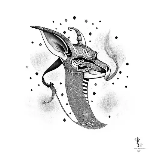 sleeve with Anubis and the feathered serpent  tattoo design idea