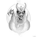 sleeve with Anubis and the feathered serpent  tattoo design idea