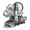 Gothic Lighthouse tattoo design idea