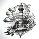 Gothic Lighthouse tattoo design idea