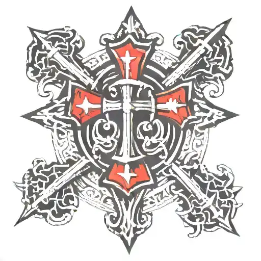 red Crusaders cross tattoo design idea